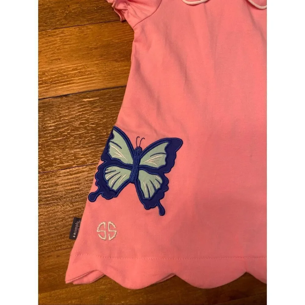 Simply Southern 6-12 month baby girl dress pink blue butterfly